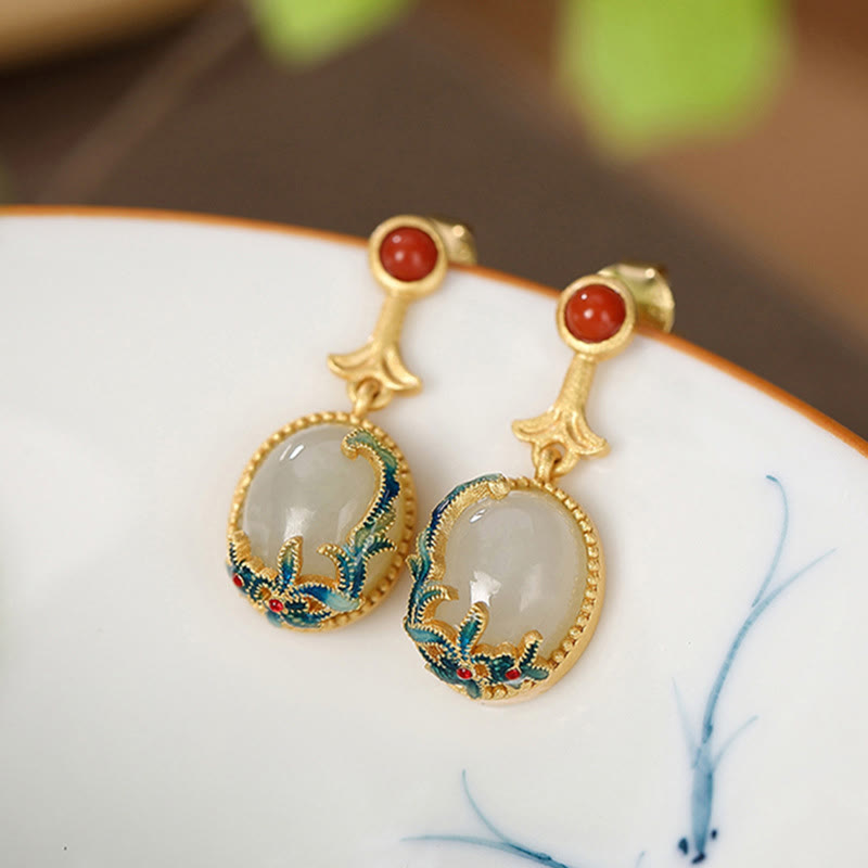 Buddha Stones 925 Sterling Silver Plated Gold Hetian Jade Vine Luck Necklace Pendant Bracelet Ring Earrings - Touch Bling