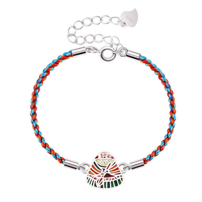 Buddha Stones 925 Sterling Silber Zongzi Muster Glück Mehrfarbig Handgefertigtes Armband 