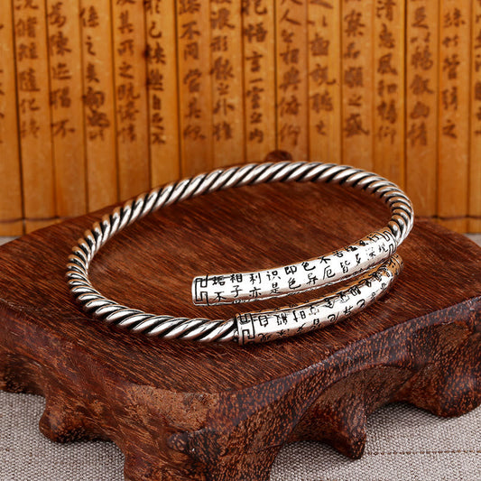 Pulsera de equilibrio con diseño retorcido de sutra de corazón retro con piedras de Buda