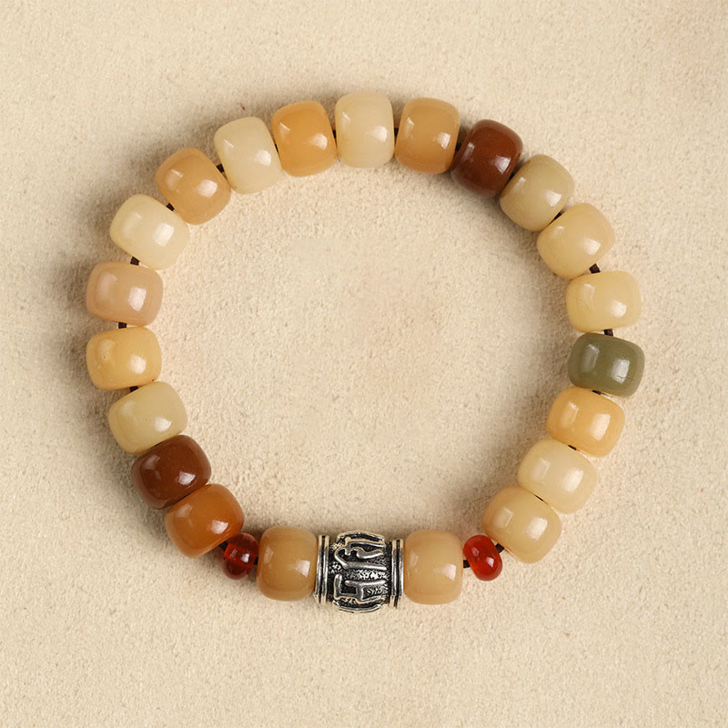 Pulsera de sabiduría Om Mani Padme Hum con semillas de Bodhi naturales de Buda y el Señor del Bosque Cadáver