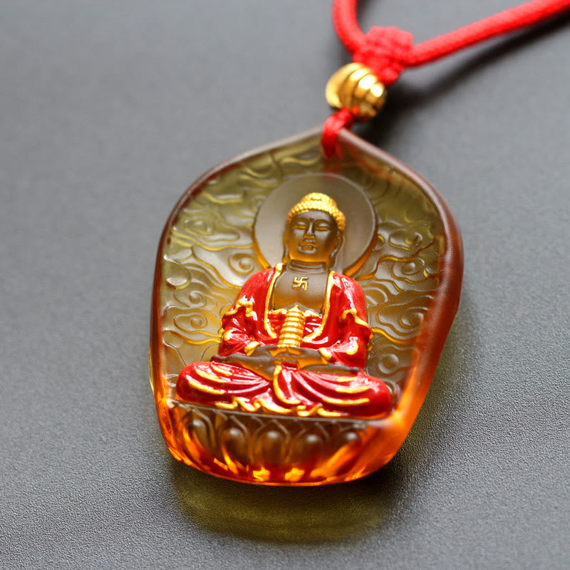 Collar con colgante de cristal de compasión de Liuli, Buda de la Medicina del Tíbet, piedras de Buda