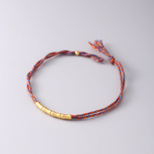 Pulsera trenzada multicolor hecha a mano con piedras de Buda en plata de ley 925 con diseño de bambú y la suerte. 