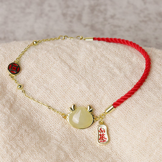 Pulsera de plata de ley 925 con piedras de Buda y diseño de dragón chino de jade blanco hetiano del Año del Dragón.