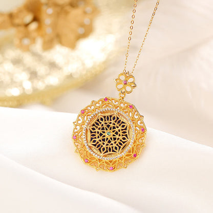 Collar con colgante de lazurita positiva bañado en oro y plata de ley 925 con piedras de Buda