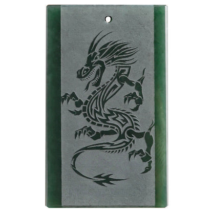 Buddha Stones Hetian Cyan Jade Drachen graviert Erfolg Halskette Anhänger