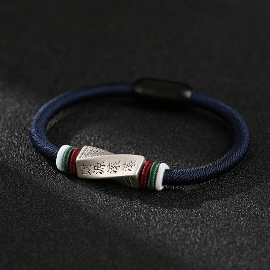 Pulsera con hebilla de hilo bendecido hecha a mano con piedras de Buda en plata de ley 999. ¡Ganancias por doquier!