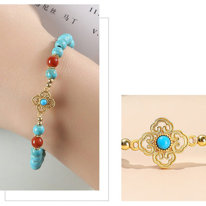 Buddha Stones Türkis Perlen Schutz Balance Armband