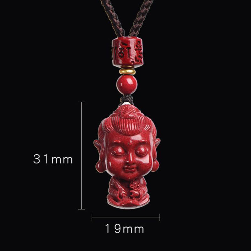 Collar con colgante de cinabrio natural con piedras de Buda del zodíaco chino para alejar los malos espíritus.