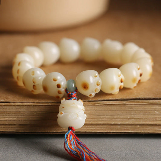 Pulsera de armonía con pata de gato y semillas de bodhi de gato de la suerte con piedras de Buda
