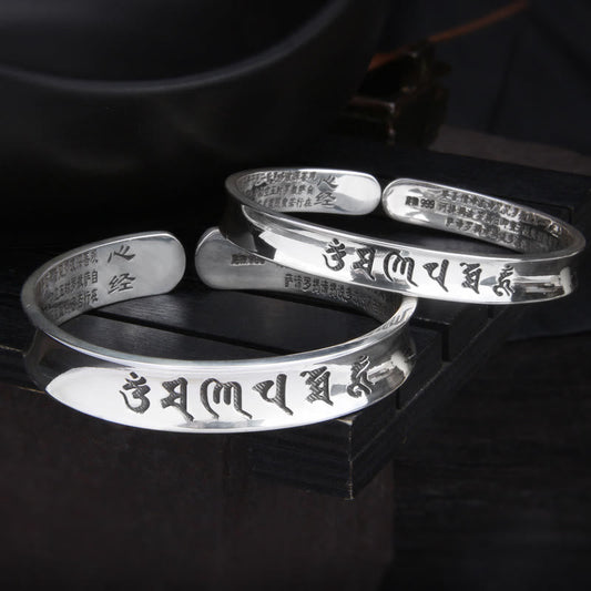 Pulsera de plata de ley 999 con piedras de Buda, Om Mani Padme Hum, Sutra del Corazón, Amor y Paz 