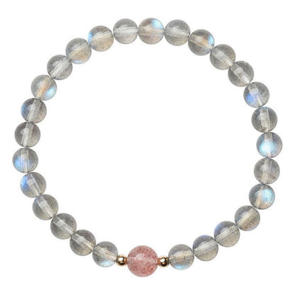 Pulsera de piedras de Buda con piedra lunar, cristal rosa y cinabrio, con propiedades curativas positivas 