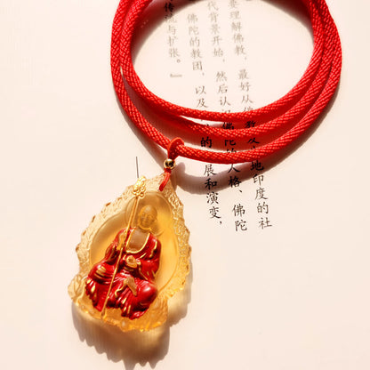 Collar con colgante de amuleto de compasión de cristal de Buda Liuli de piedras de Buda Ksitigarbha