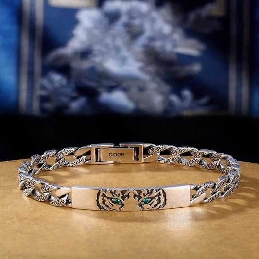 Pulsera de cadena de cobre con diseño floral de la dinastía Tang y piedras de Buda