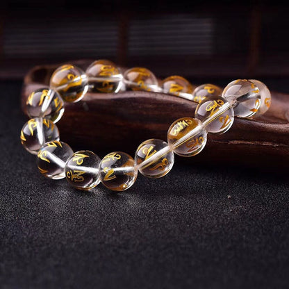 Pulsera de meditación Om Mani Padme Hum con piedras de Buda, cristal blanco del Tíbet, ónix negro