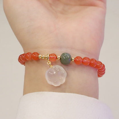 Buddha Stones Armband mit rotem Achat, Chalcedon, Katzenpfote und Jade