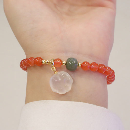 Pulsera de confianza con piedras de Buda, ágata roja, calcedonia y pata de gato de jade