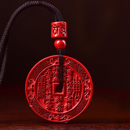 Collar con colgante y llavero de bendición Bagua con piedras de Buda, cinabrio natural, fantasmas de montaña, gastar dinero