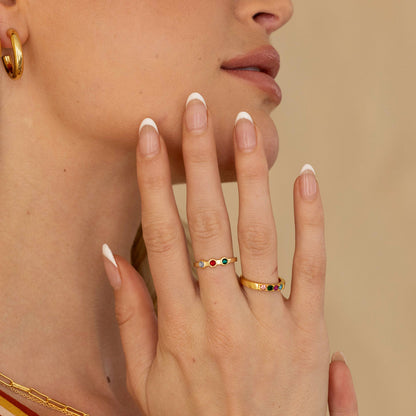 Dainty 3 Birthstone Ring
