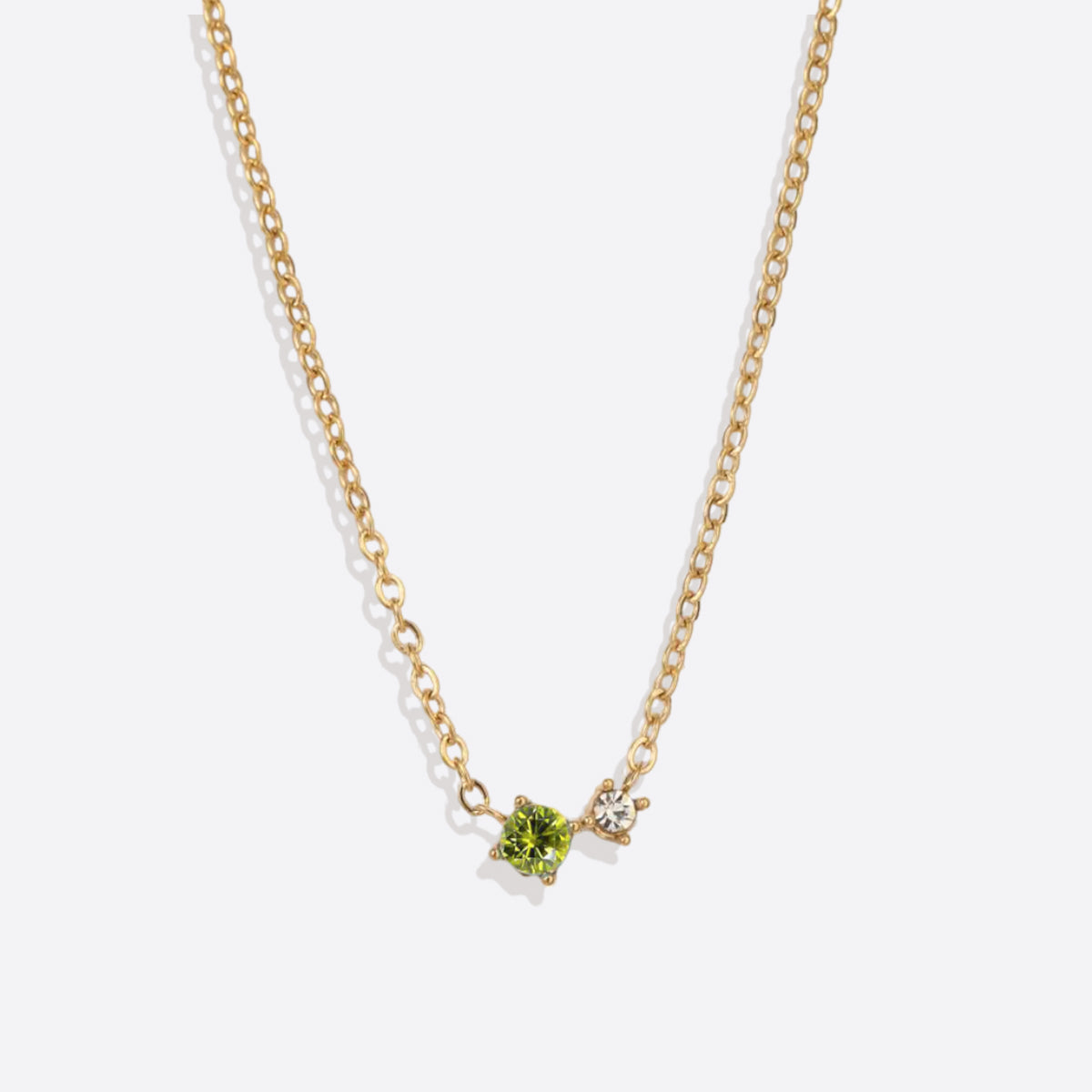 Zierliche Solitärkette mit Geburtssteinen und Diamantakzent