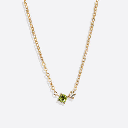 Zierliche Solitärkette mit Geburtssteinen und Diamantakzent
