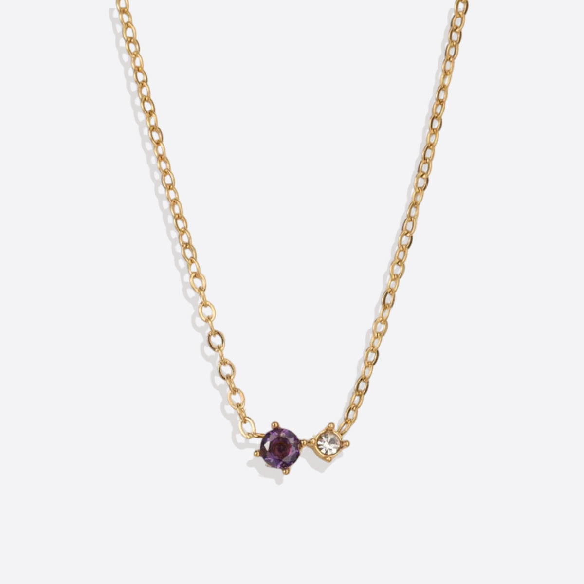 Zierliche Solitärkette mit Geburtssteinen und Diamantakzent