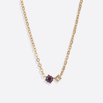 Zierliche Solitärkette mit Geburtssteinen und Diamantakzent