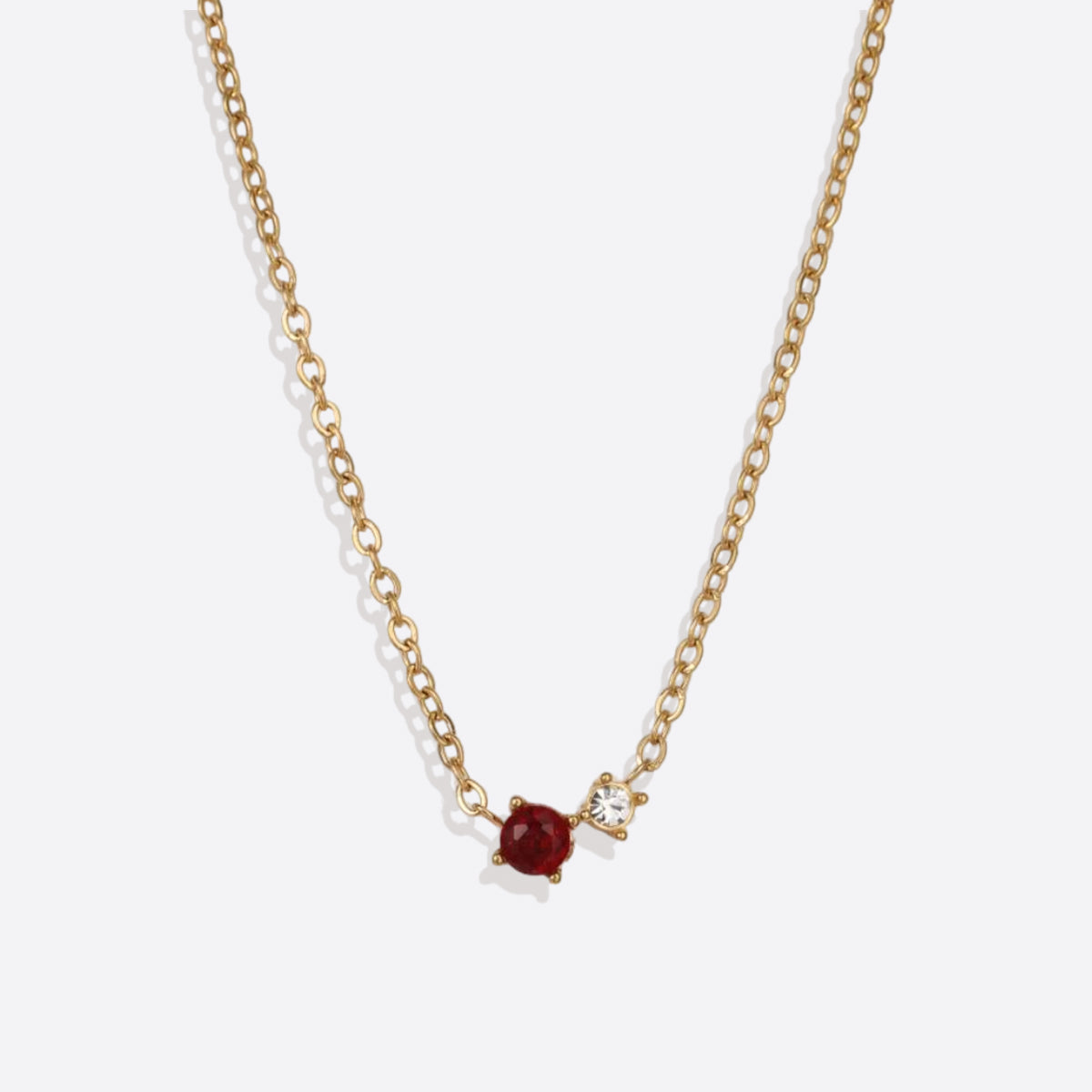 Zierliche Solitärkette mit Geburtssteinen und Diamantakzent