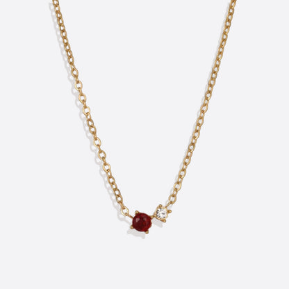 Zierliche Solitärkette mit Geburtssteinen und Diamantakzent