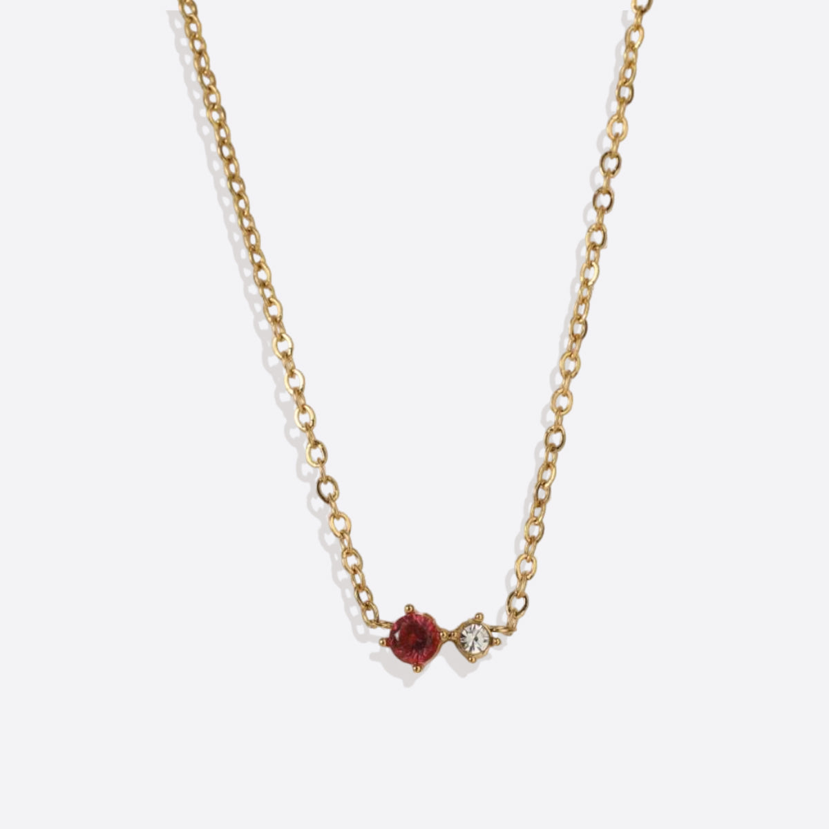 Zierliche Solitärkette mit Geburtssteinen und Diamantakzent