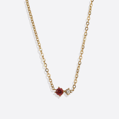 Zierliche Solitärkette mit Geburtssteinen und Diamantakzent