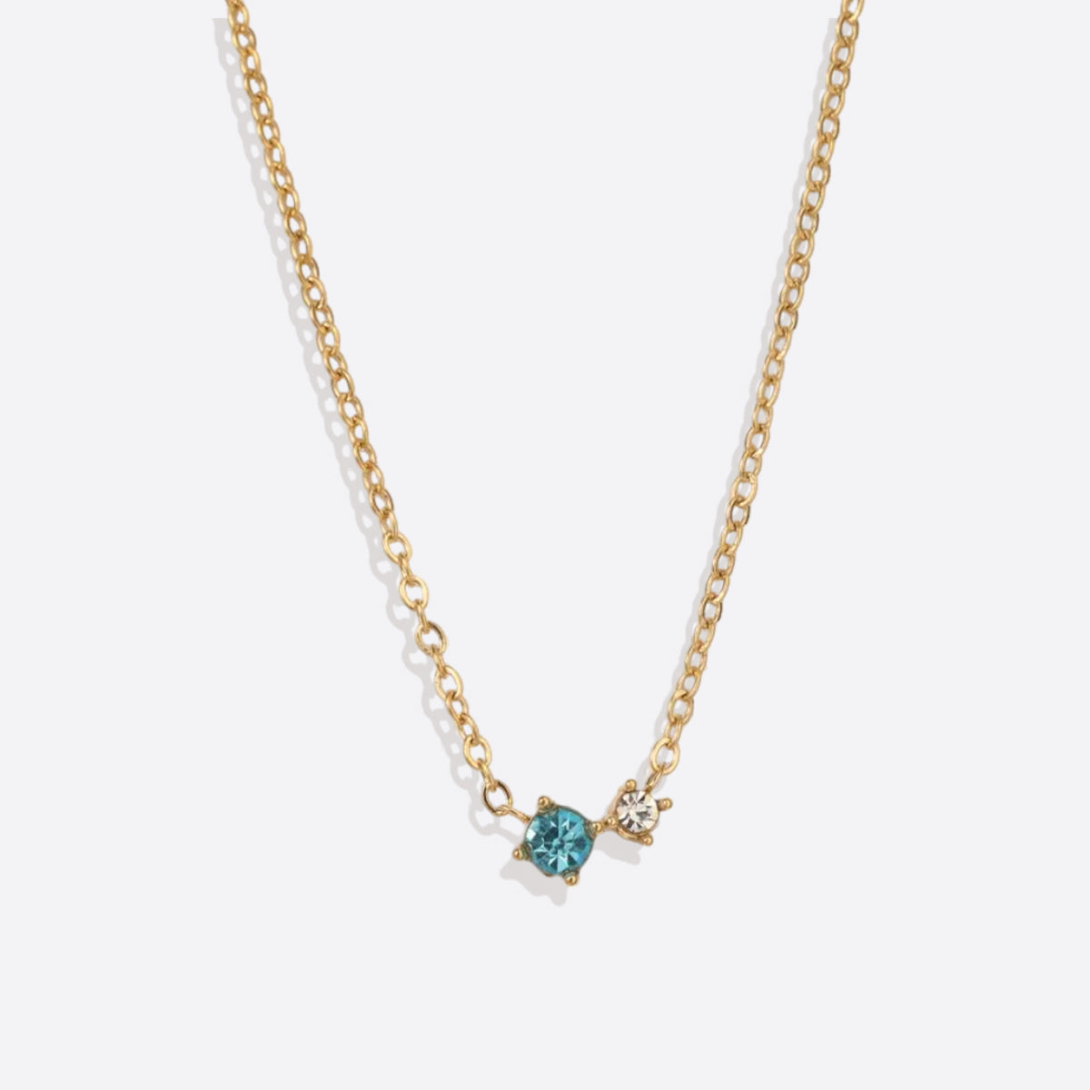 Zierliche Solitärkette mit Geburtssteinen und Diamantakzent