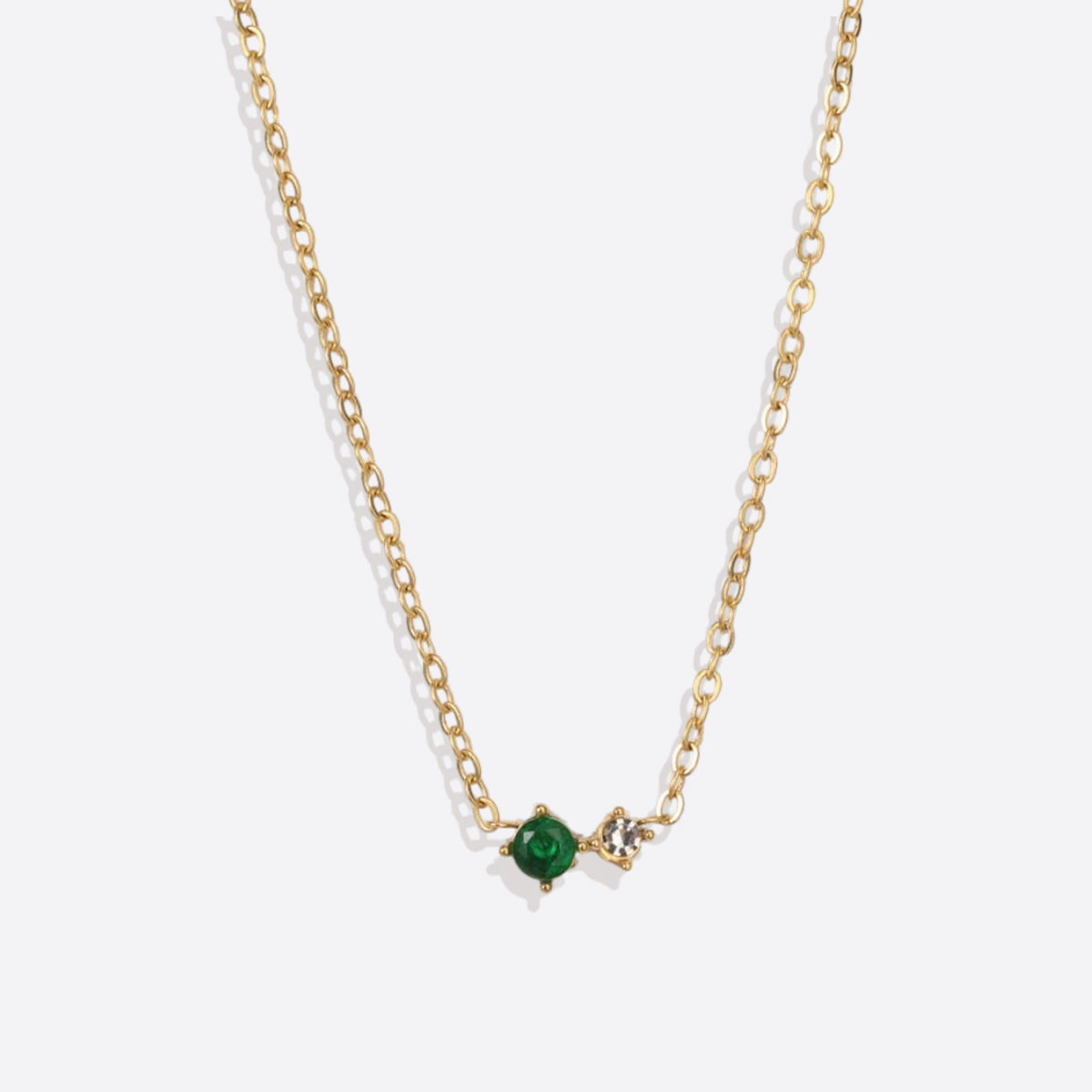 Zierliche Solitärkette mit Geburtssteinen und Diamantakzent