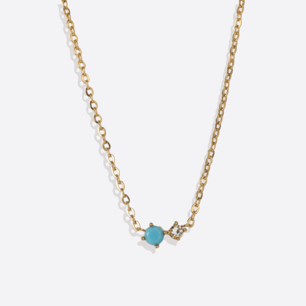 Zierliche Solitärkette mit Geburtssteinen und Diamantakzent