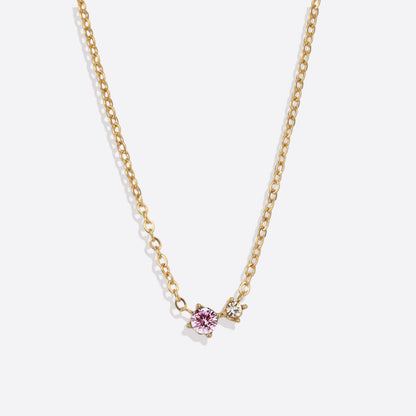 Zierliche Solitärkette mit Geburtssteinen und Diamantakzent