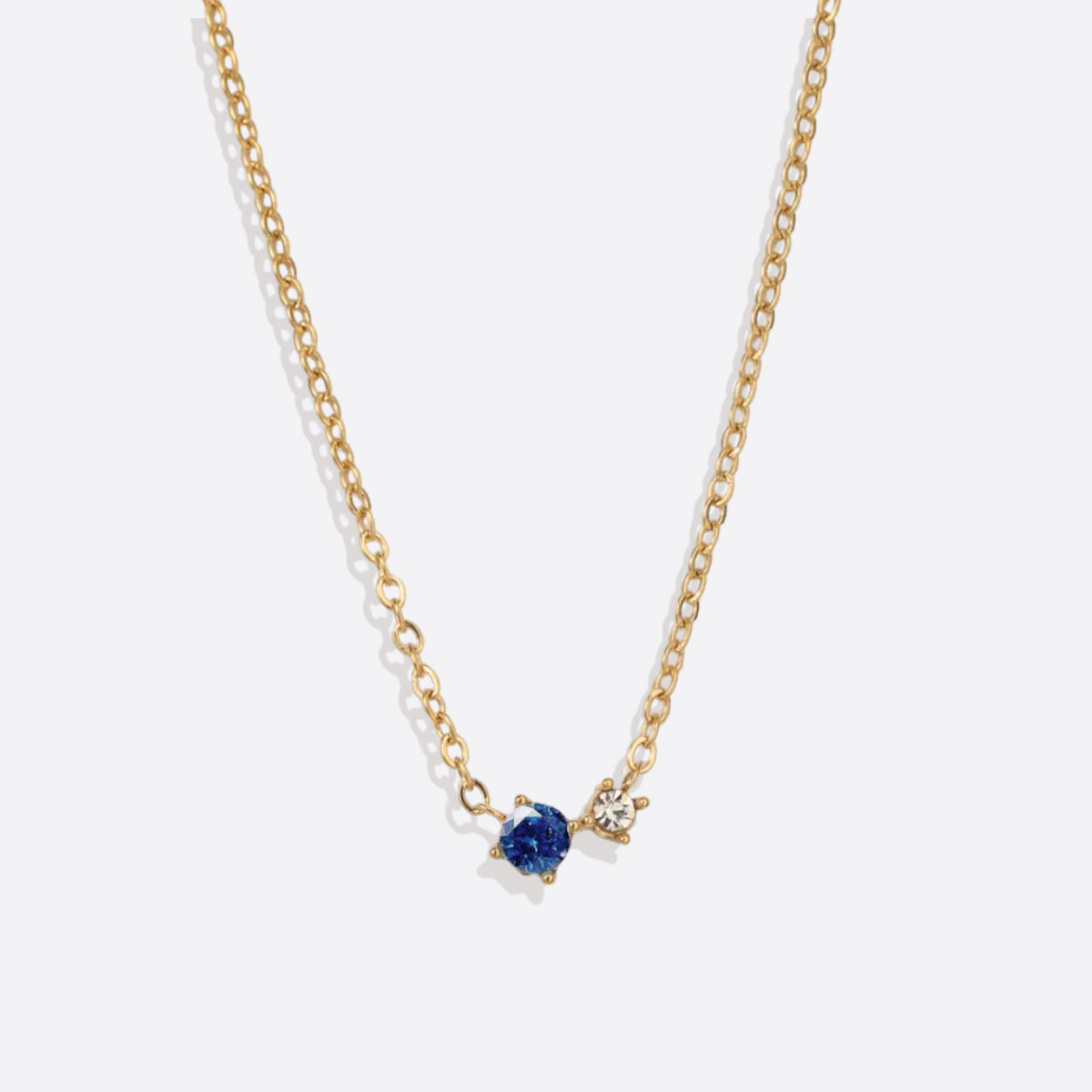 Zierliche Solitärkette mit Geburtssteinen und Diamantakzent