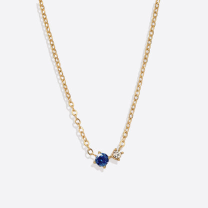 Zierliche Solitärkette mit Geburtssteinen und Diamantakzent