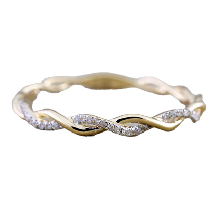 Zierlicher Pavé-Twist-Stapelring