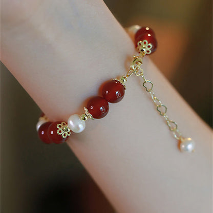 Buddha Stones Armband mit roter Achatperle, Selbstvertrauen und Selbstakzeptanz 