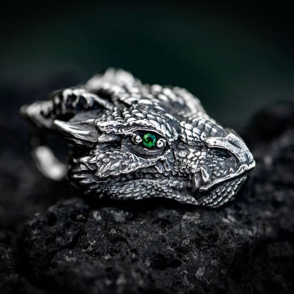 Collar con colgante de metal con cabeza de dragón de estaño puro y piedras de Buda para proteger la suerte 