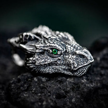 Collar con colgante de metal con cabeza de dragón de estaño puro y piedras de Buda para proteger la suerte 