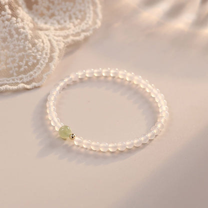 Pulsera de jade y ágata blanca natural con piedras de Buda para proteger la suerte 