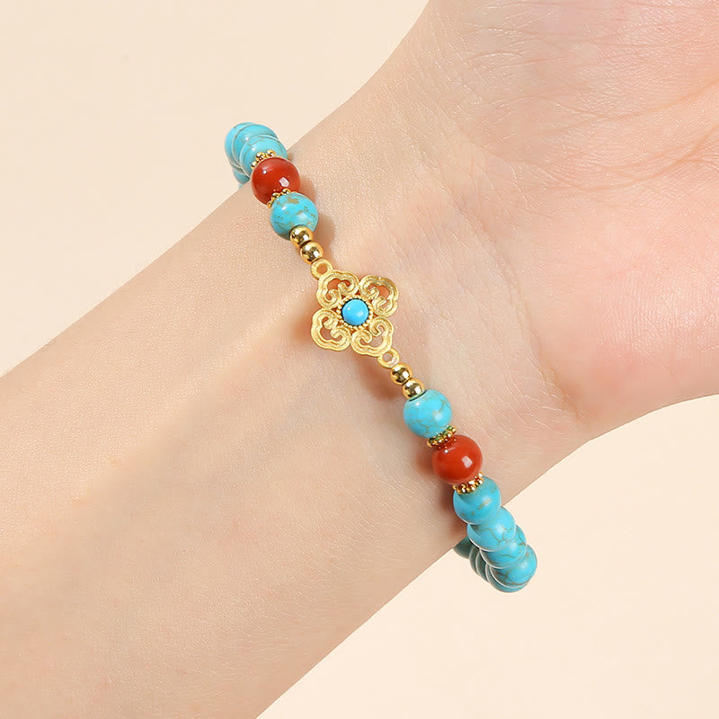 Buddha Stones Türkis Perlen Schutz Balance Armband