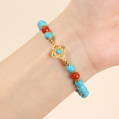 Buddha Stones Türkis Perlen Schutz Balance Armband