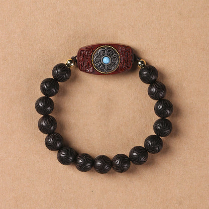 Buddha-Steine, grünes Sandelholz, Ebenholz, Sandelholz, Om Mani Padme Hum, beruhigendes Armband 