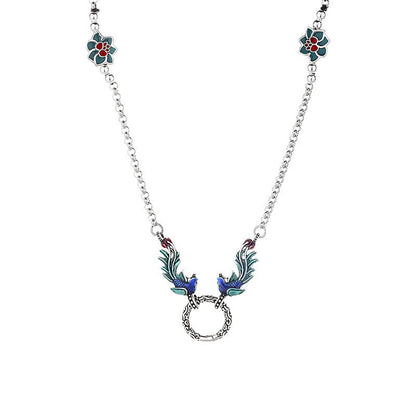 Collar con colgante de flor de loto fénix y piedras de Buda para proteger la suerte 