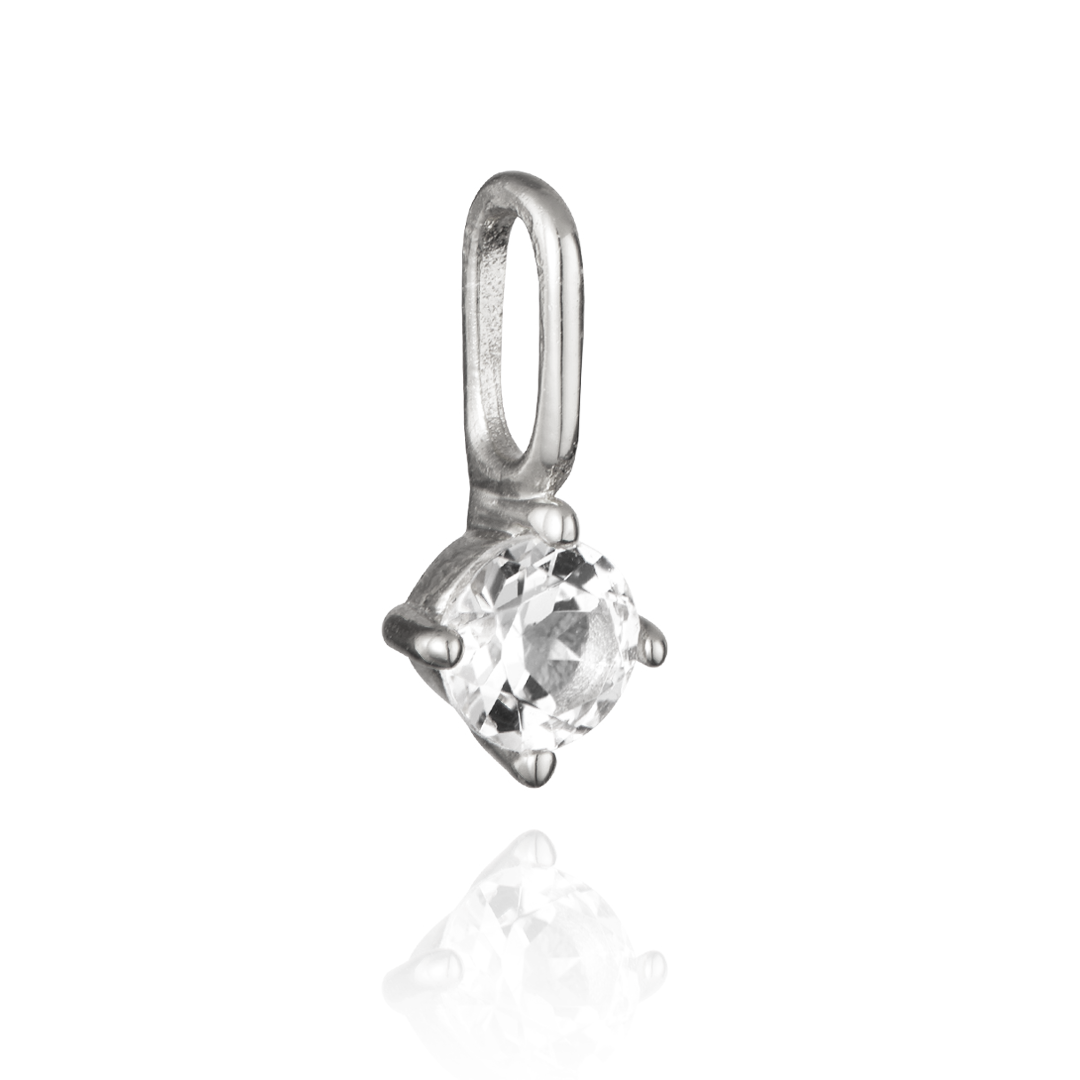 Charm individual de plata con piedra de nacimiento pequeña