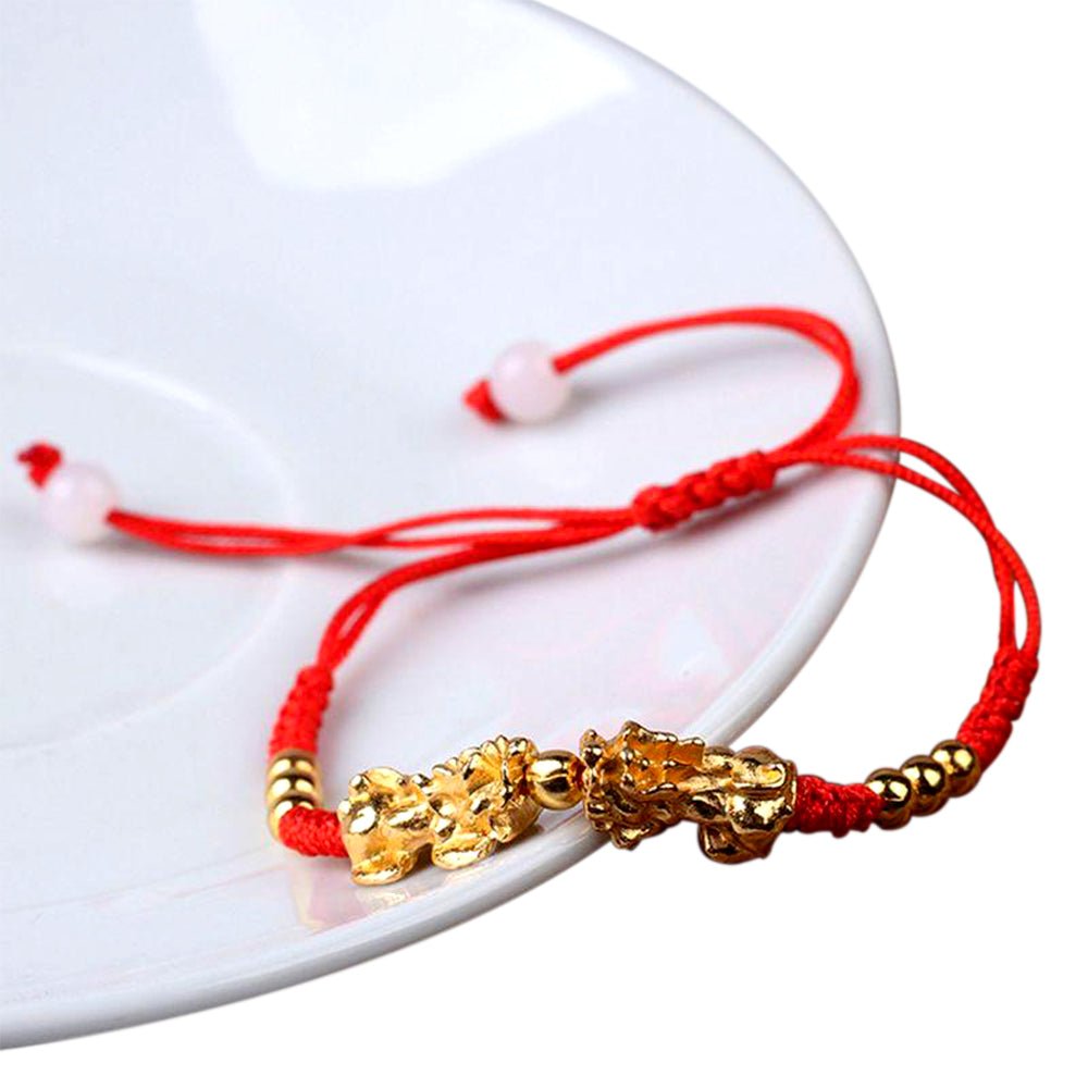 Double Piyao Red String Lucky Bracelet