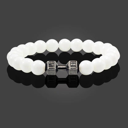 Dumbbell Charm Bead Bracelet
