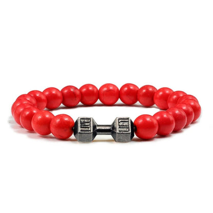 Dumbbell Charm Bead Bracelet