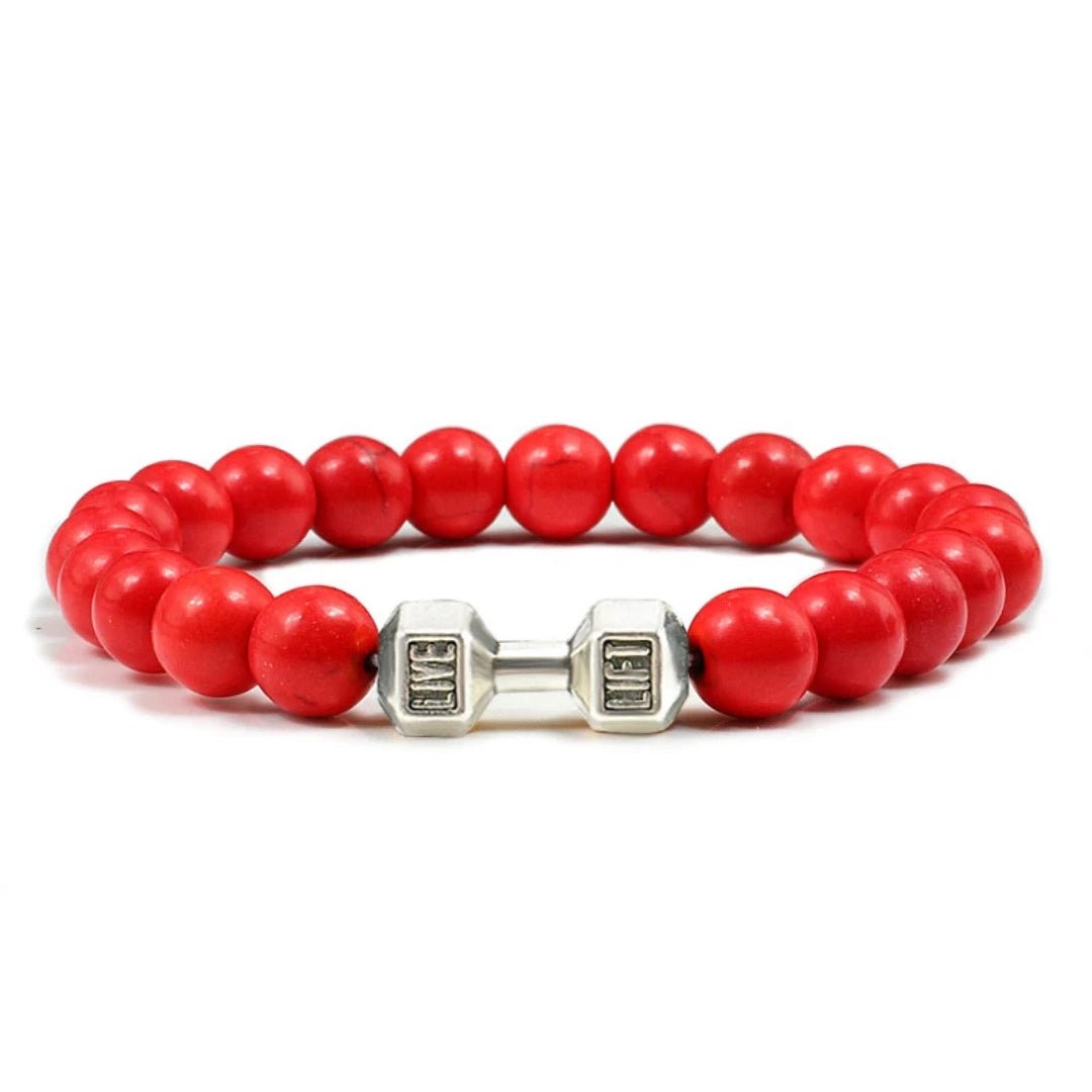 Dumbbell Charm Bead Bracelet